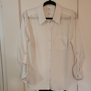 DNA couture White Button-Down Blouse